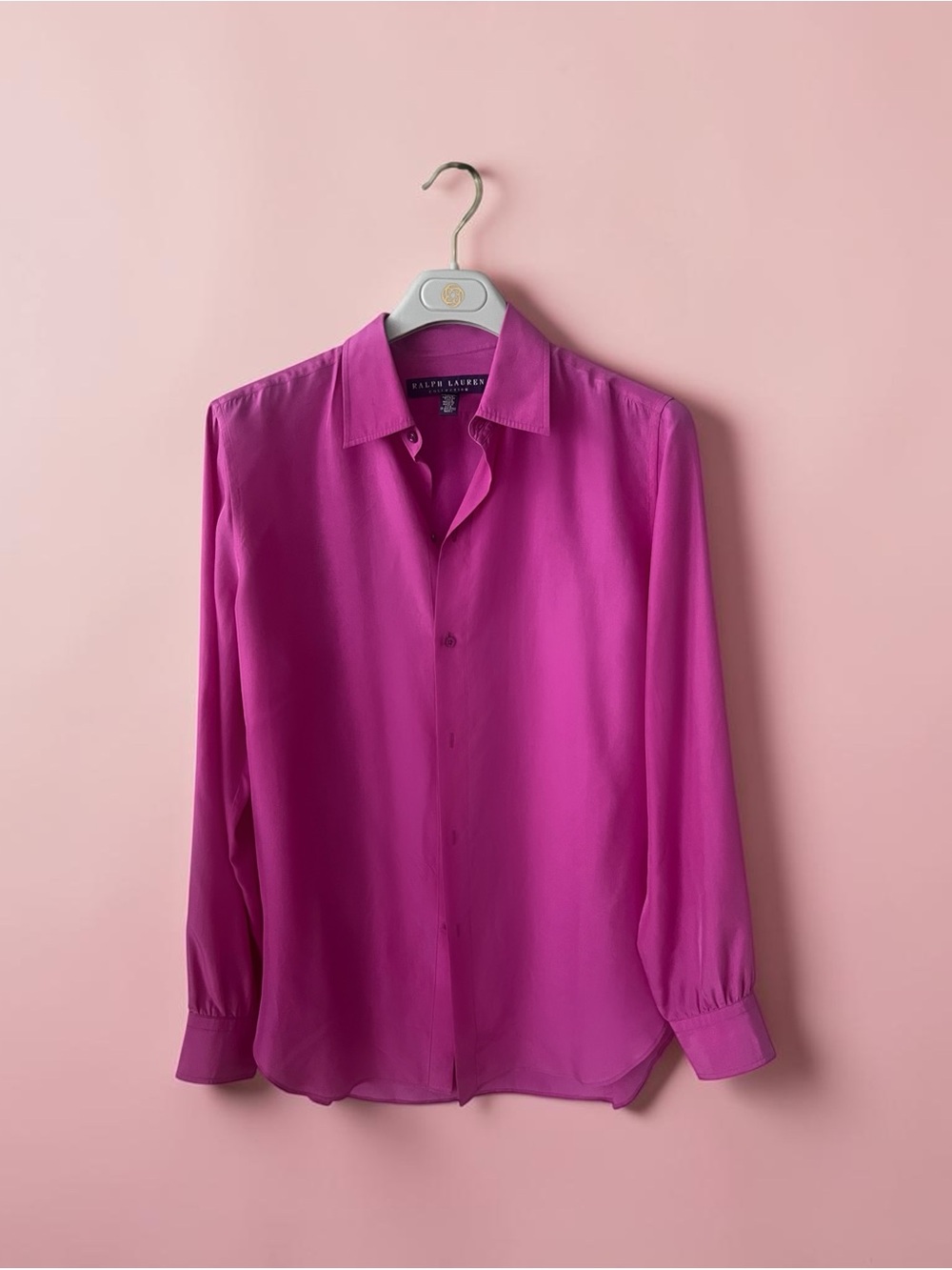 Ralph Lauren Purple Label magenta silk button-down shirt